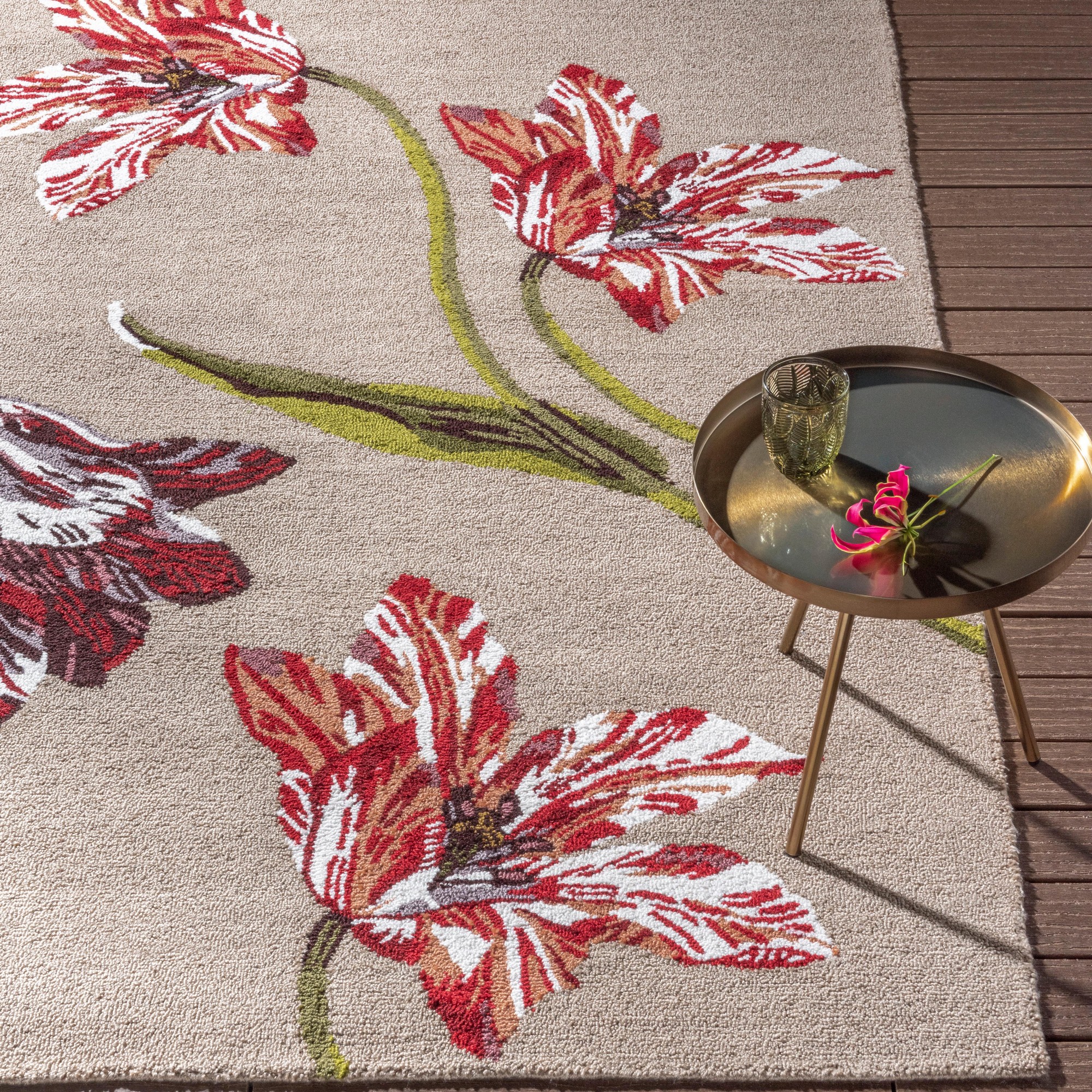 Botanical Tulip Indoor Outdoor Rug 455610 By Ted Baker In Burgundy